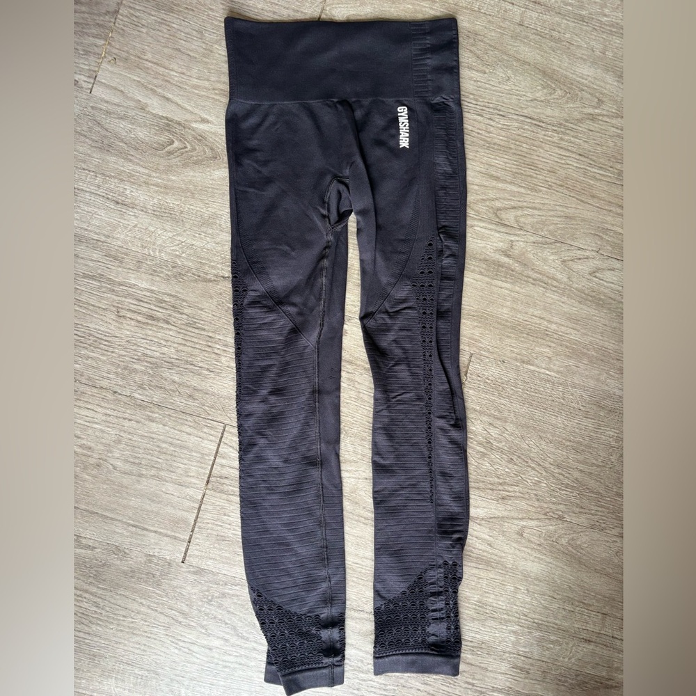 Gymshark Seamless Black High Waisted Leggings Perforated Panels Size S